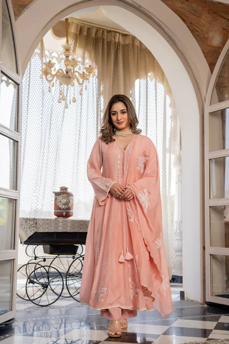 Blush Petal Chanderi Suit Set