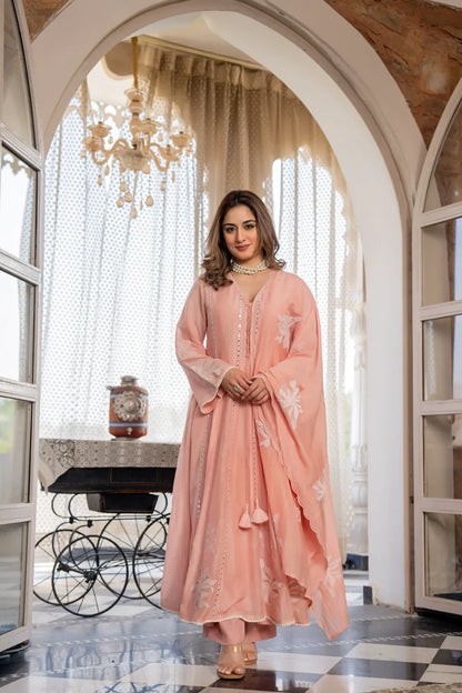 Blush Petal Chanderi Suit Set