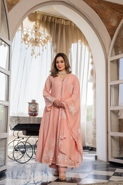 Blush Petal Chanderi Suit Set