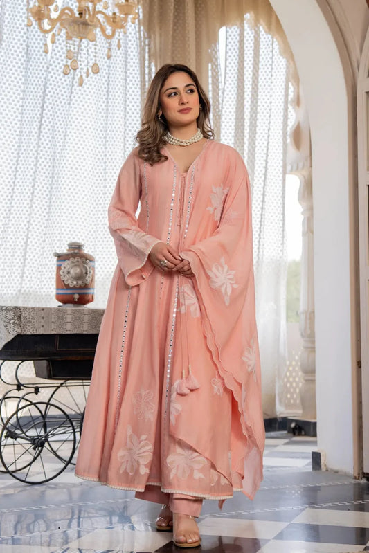Blush Petal Chanderi Suit Set