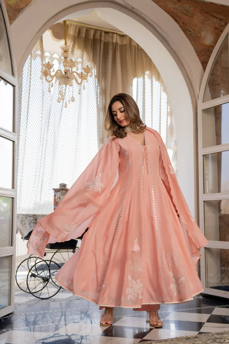 Blush Petal Chanderi Suit Set