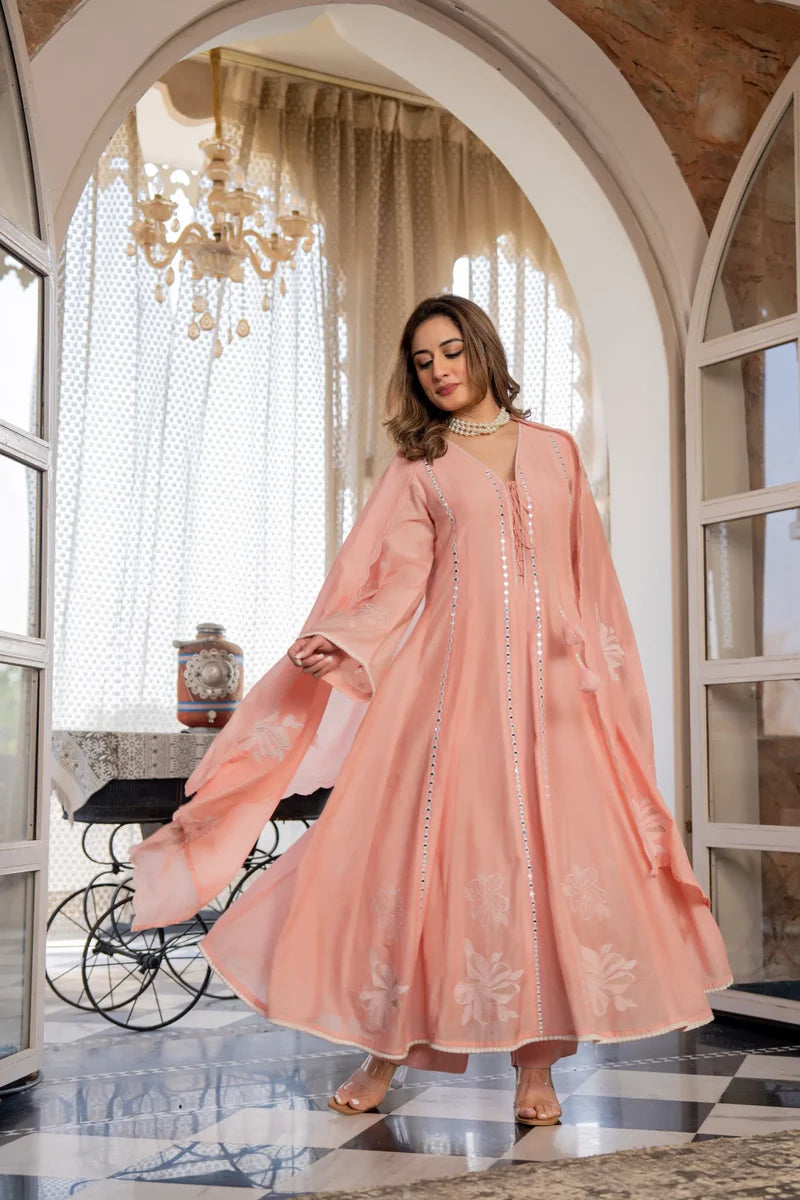 Blush Petal Chanderi Suit Set