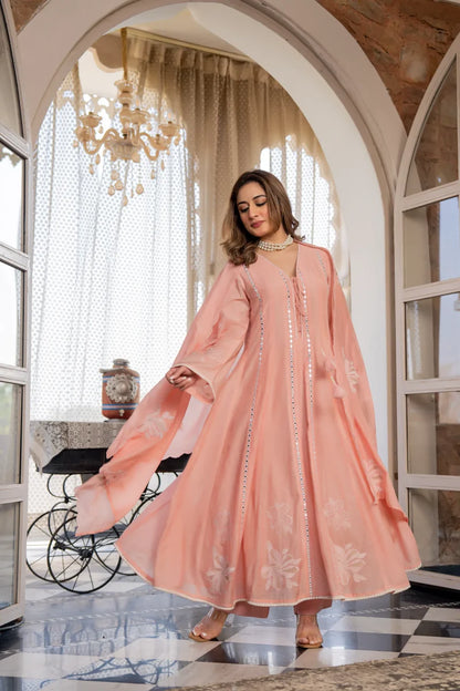 Blush Petal Chanderi Suit Set