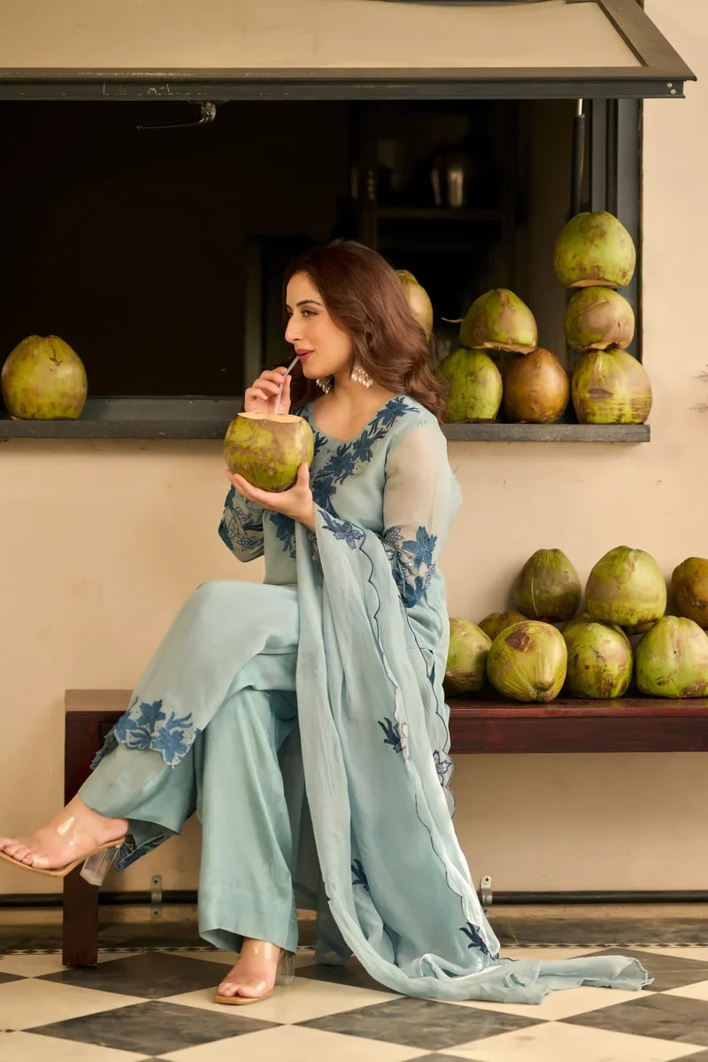 Powder Blue Blossom Suit Set