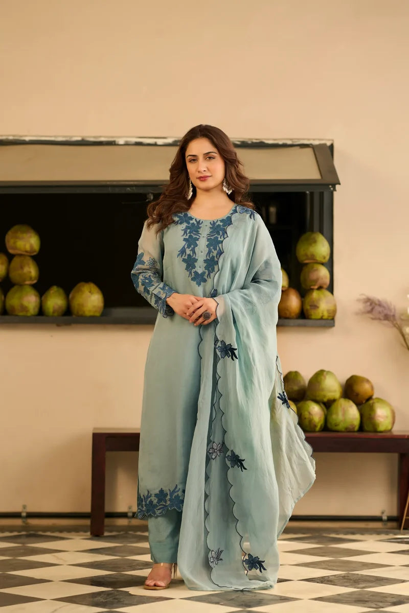 Powder Blue Blossom Suit Set