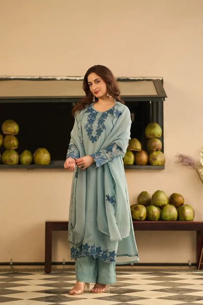 Powder Blue Blossom Suit Set
