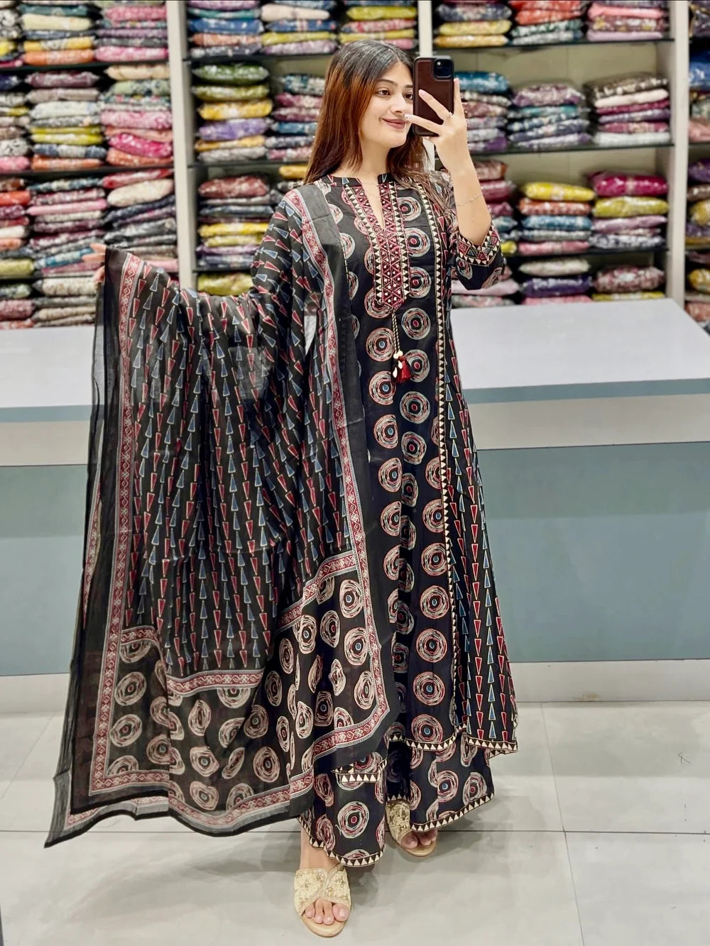 Sindoora Royal Pure Cotton Printed Suit Set