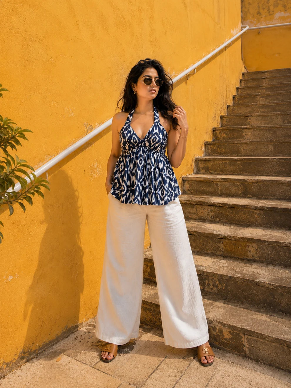 Blue IKat Halter Neck Top